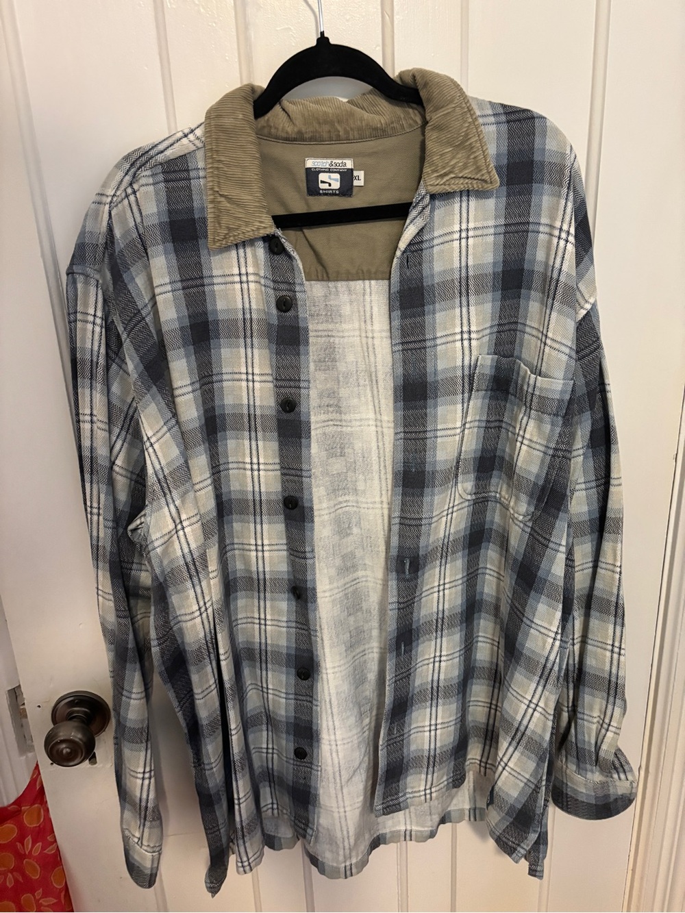 Scotch & Soda Blue, White & Tan Plaid Button-Down Shirt